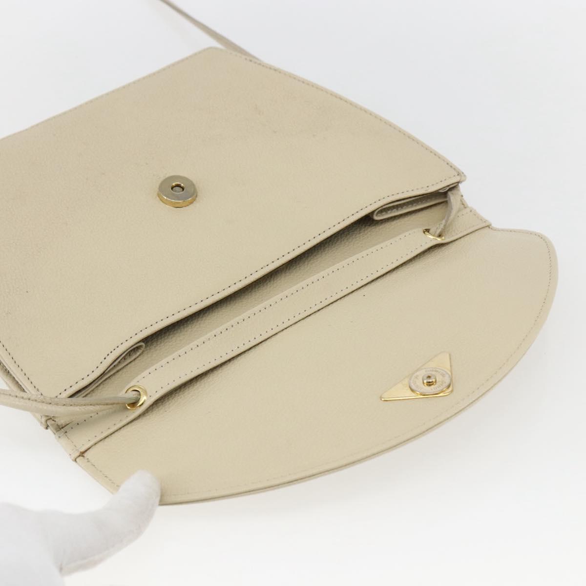 SAINT LAURENT Shoulder Bag Leather Ivory Gold Auth fm5082