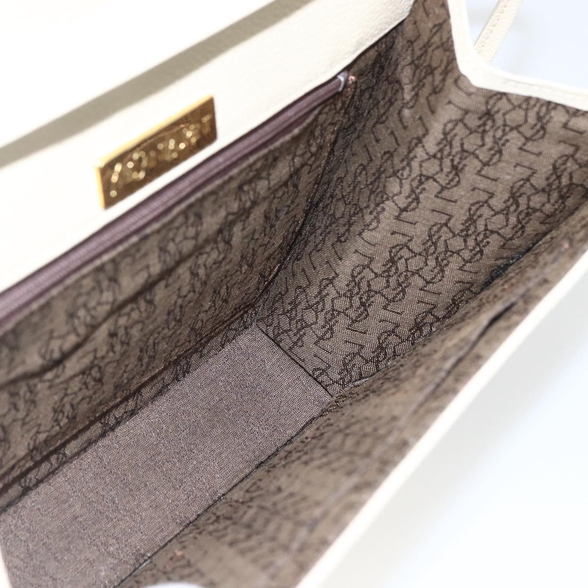 SAINT LAURENT Shoulder Bag Leather Ivory Gold Auth fm5082
