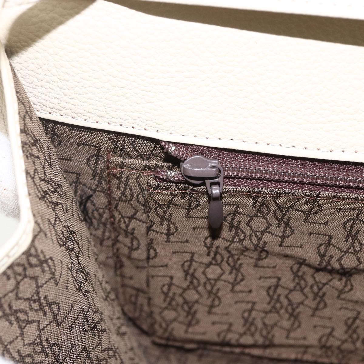 SAINT LAURENT Shoulder Bag Leather Ivory Gold Auth fm5082