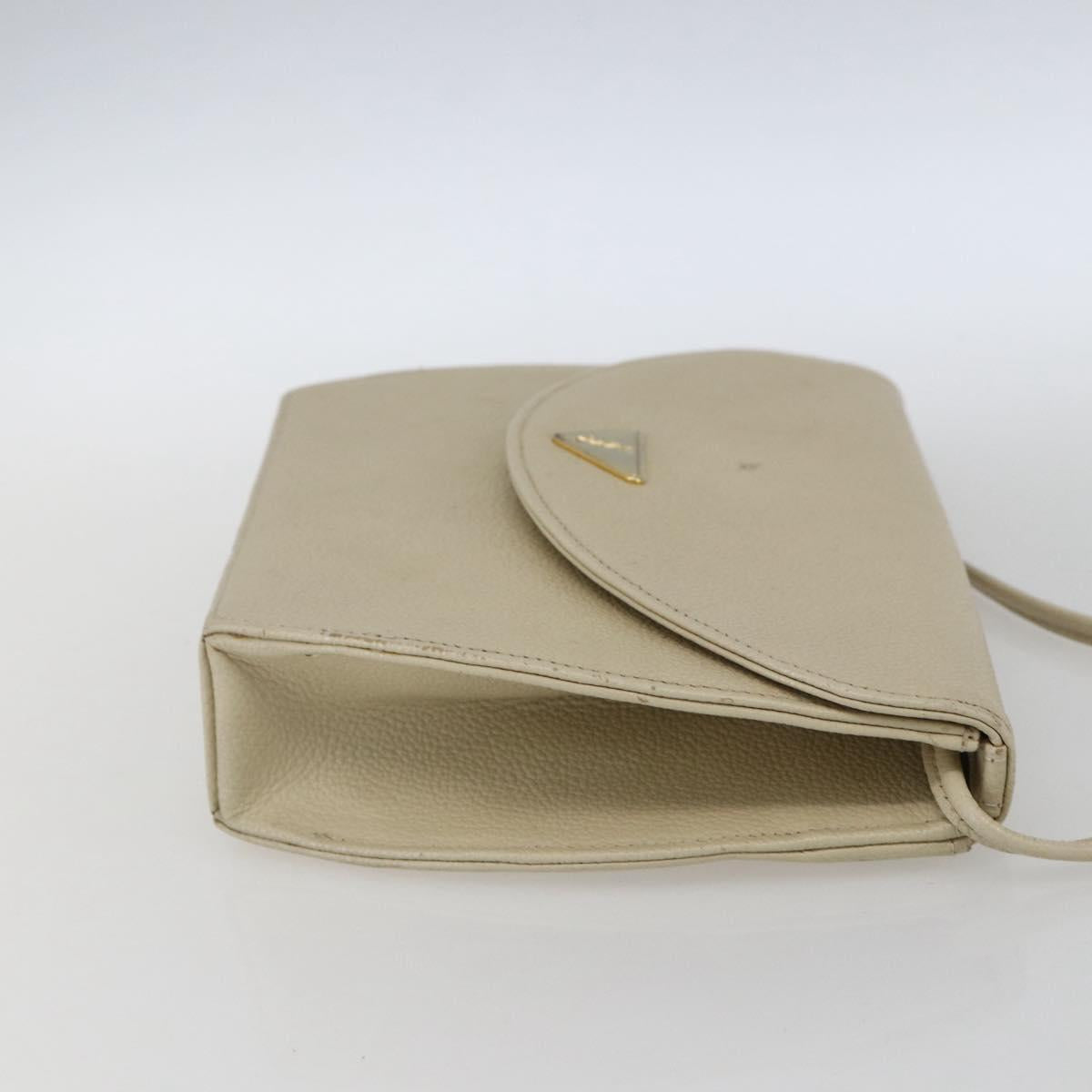 SAINT LAURENT Shoulder Bag Leather Ivory Gold Auth fm5082