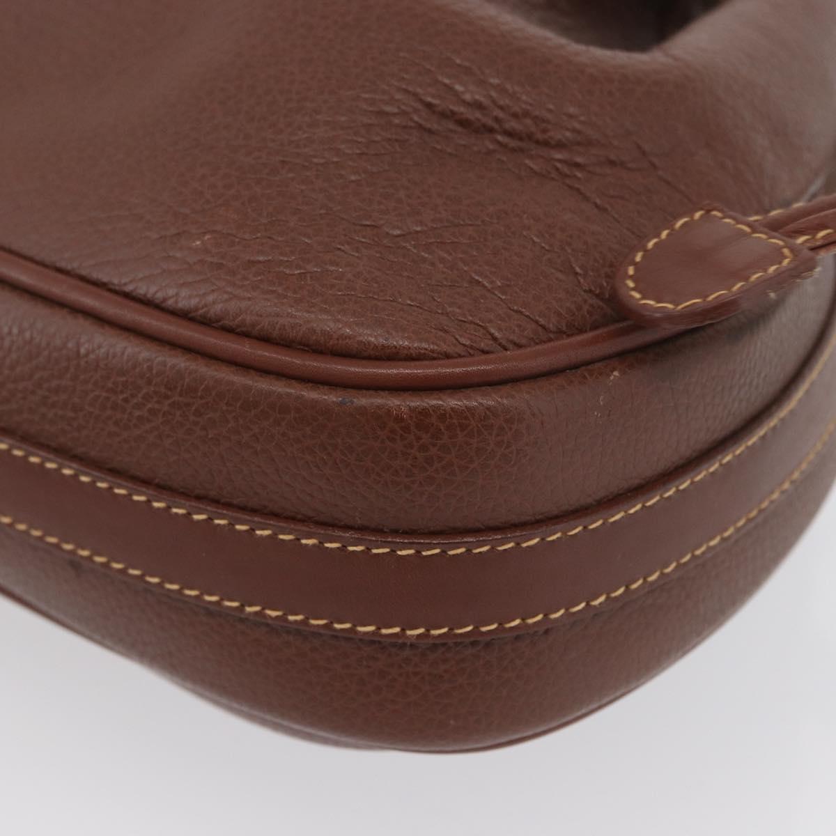 GUCCI Shoulder Bag Leather Brown Gold 007 984 0065 Auth fm5085
