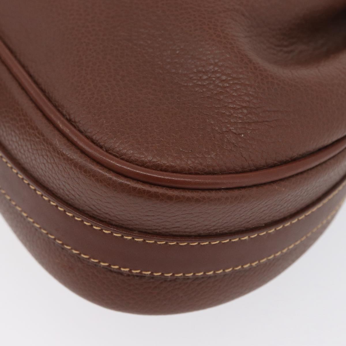 GUCCI Shoulder Bag Leather Brown Gold 007 984 0065 Auth fm5085