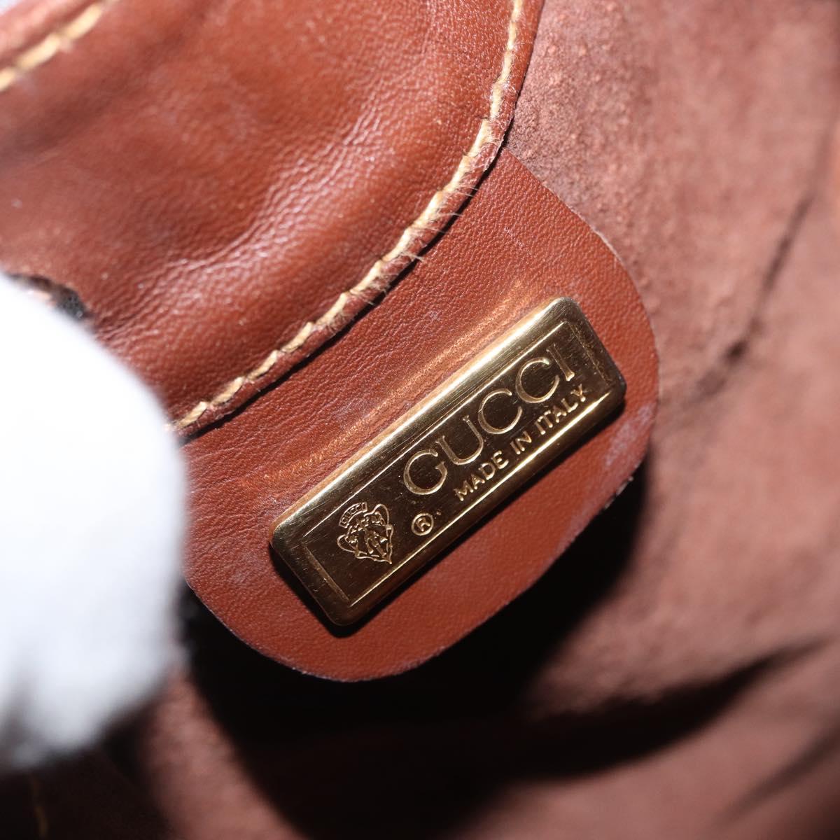 GUCCI Shoulder Bag Leather Brown Gold 007 984 0065 Auth fm5085