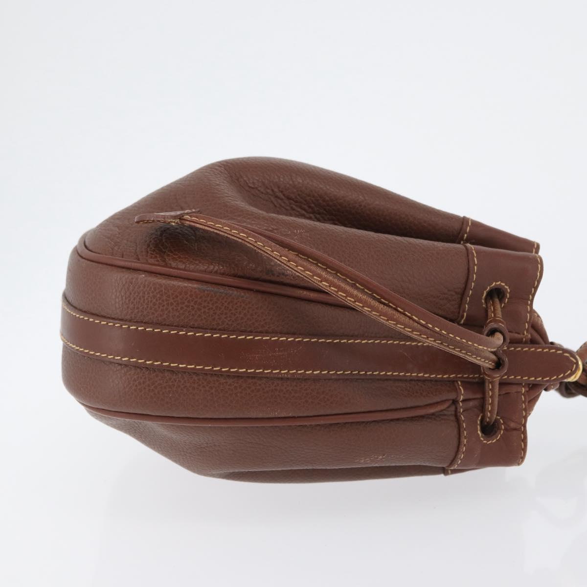 GUCCI Shoulder Bag Leather Brown Gold 007 984 0065 Auth fm5085
