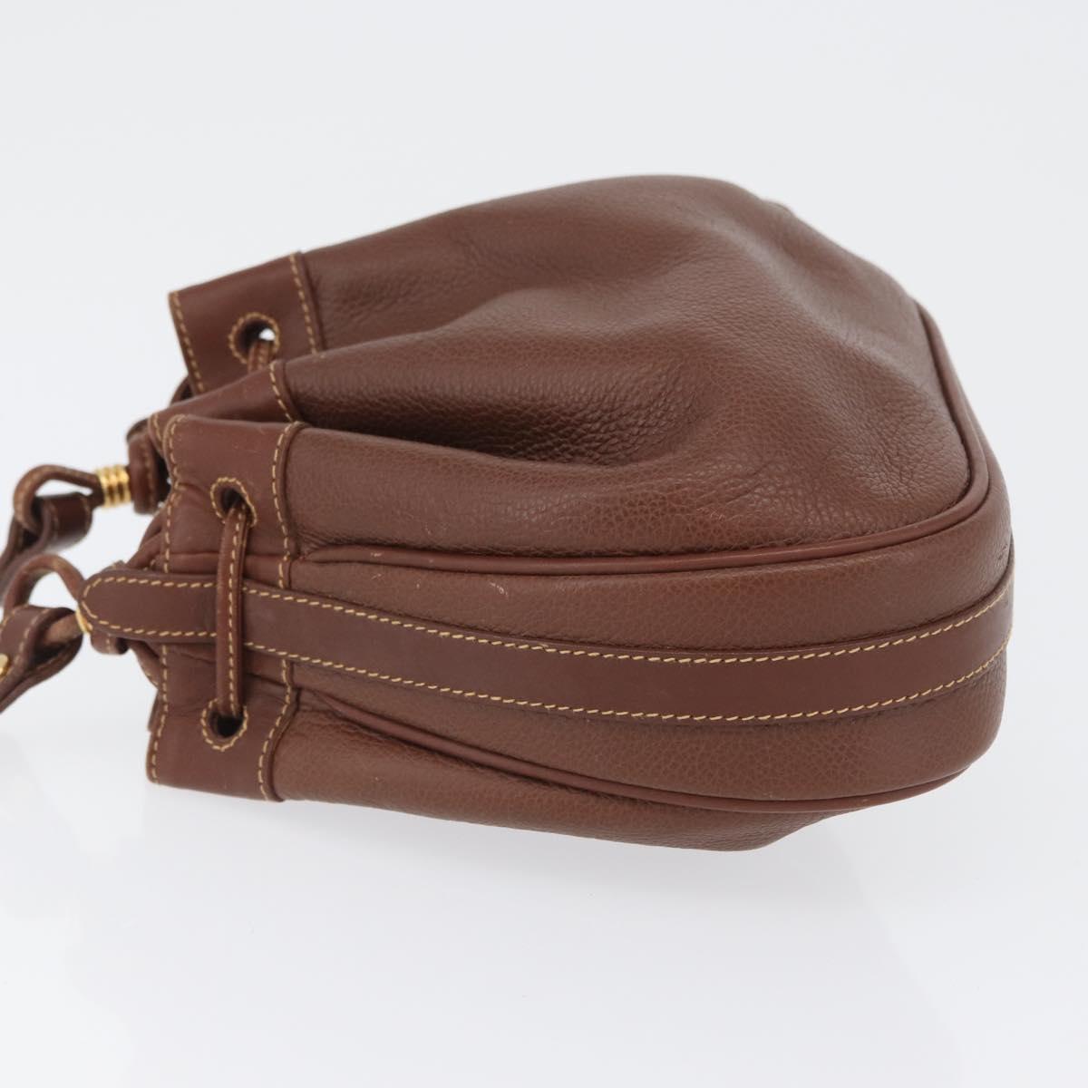 GUCCI Shoulder Bag Leather Brown Gold 007 984 0065 Auth fm5085