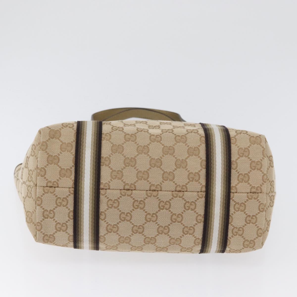 GUCCI GG Canvas Tote Bag Beige Gold 137396 Auth fm5086