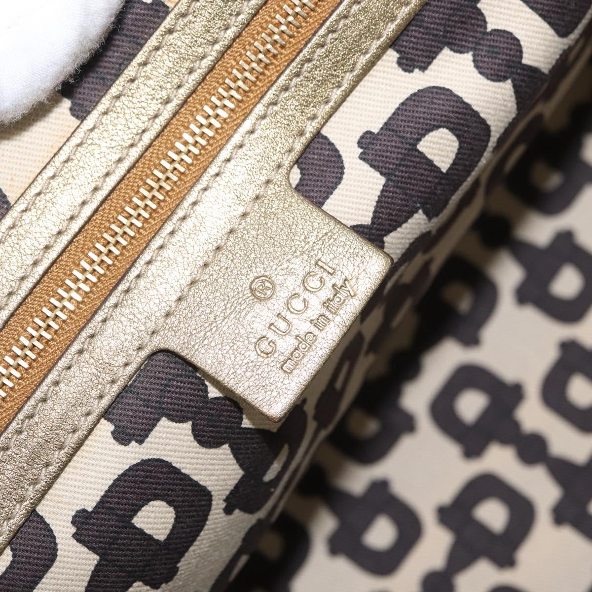 GUCCI GG Canvas Tote Bag Beige Gold 137396 Auth fm5086