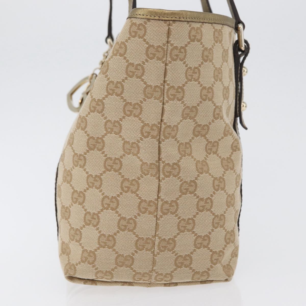 GUCCI GG Canvas Tote Bag Beige Gold 137396 Auth fm5086