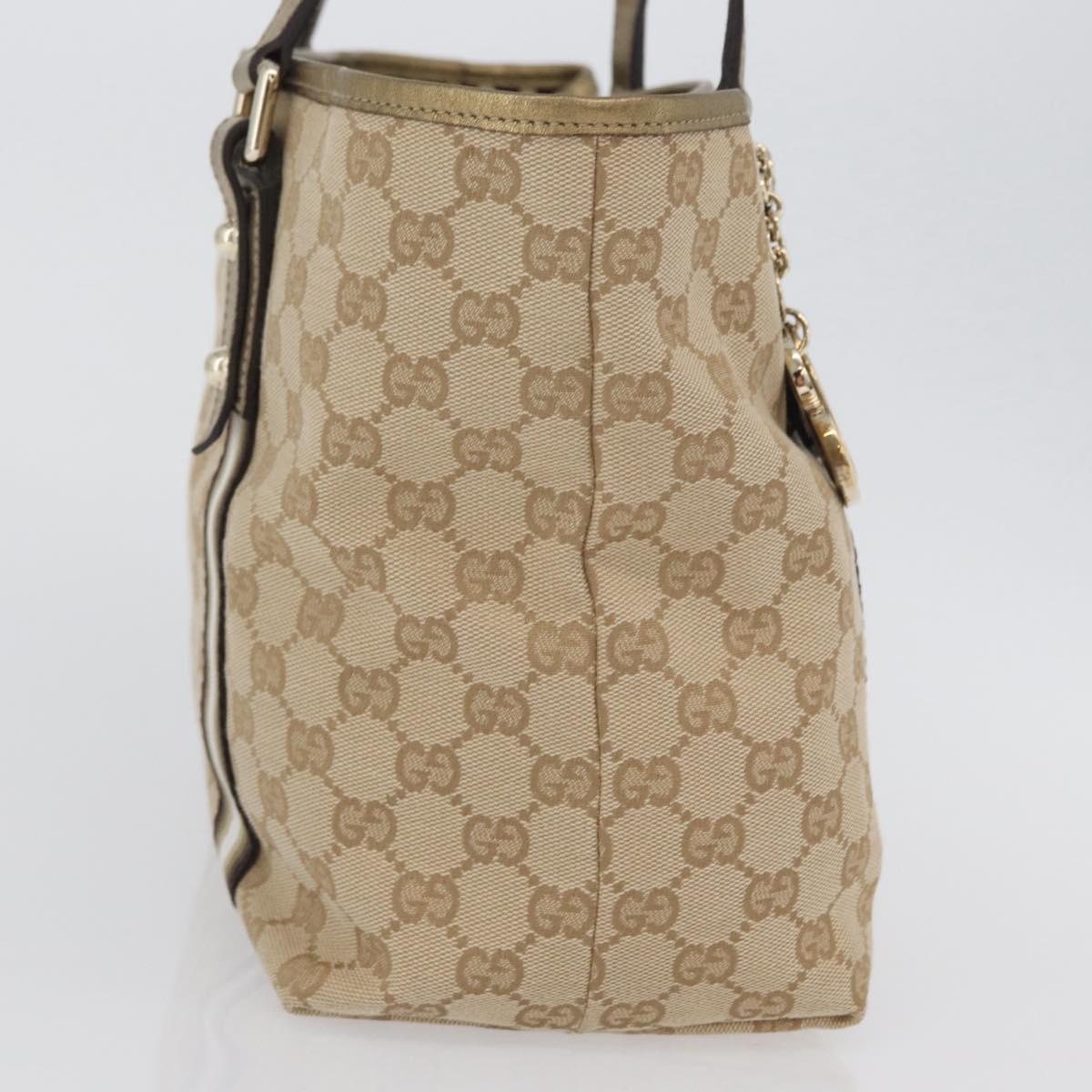 GUCCI GG Canvas Tote Bag Beige Gold 137396 Auth fm5086