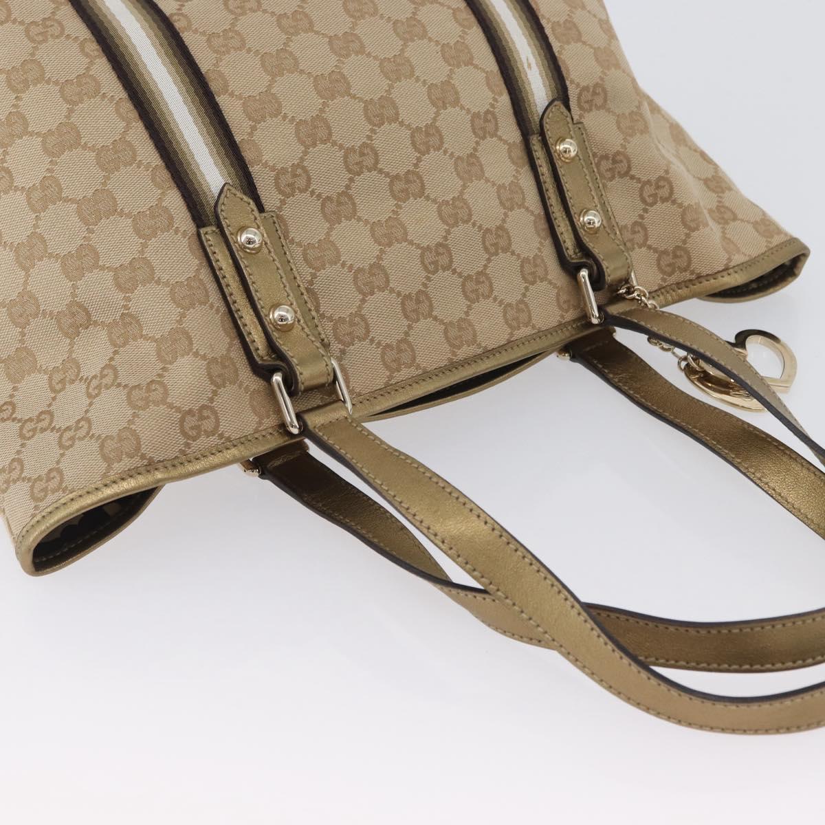 GUCCI GG Canvas Tote Bag Beige Gold 137396 Auth fm5086
