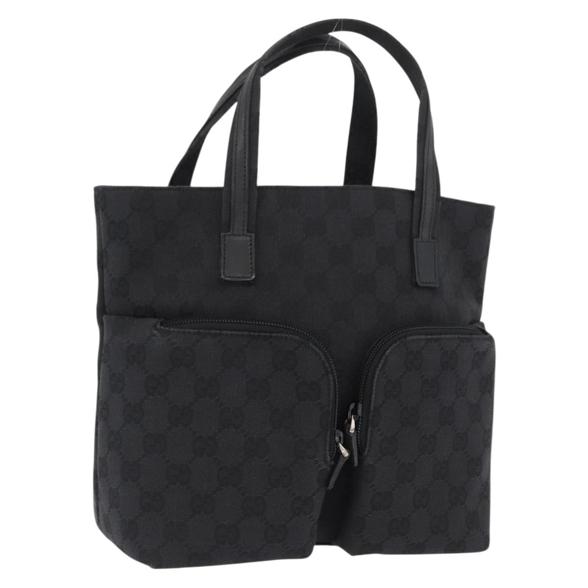 GUCCI GG Canvas Hand Bag Black Silver 002 1080 Auth fm5087