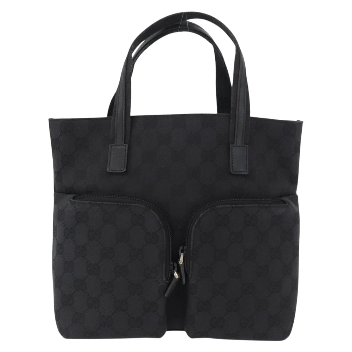 GUCCI GG Canvas Hand Bag Black Silver 002 1080 Auth fm5087