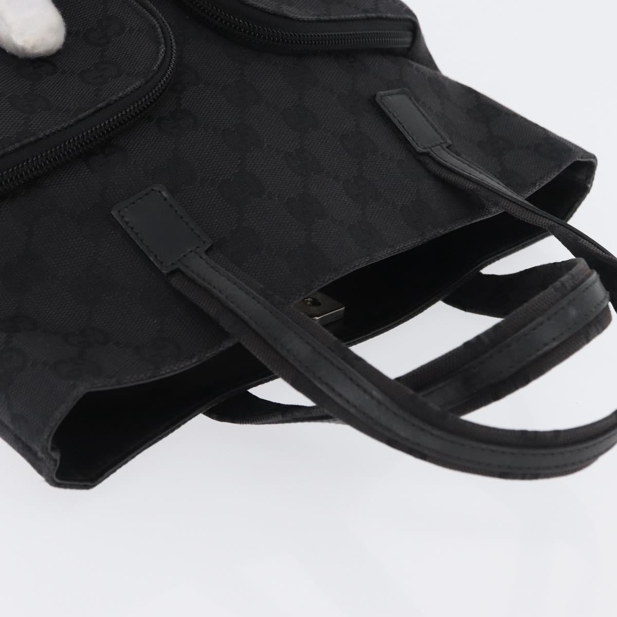 GUCCI GG Canvas Hand Bag Black Silver 002 1080 Auth fm5087
