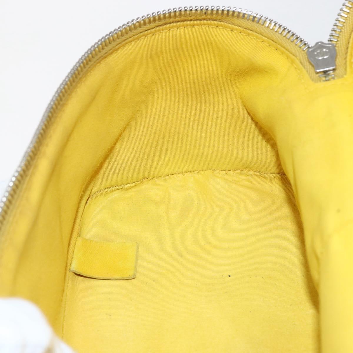 CHANEL Matelasse Chain Aquarium Backpack Leather Vinyl Yellow CC Auth fm5093V