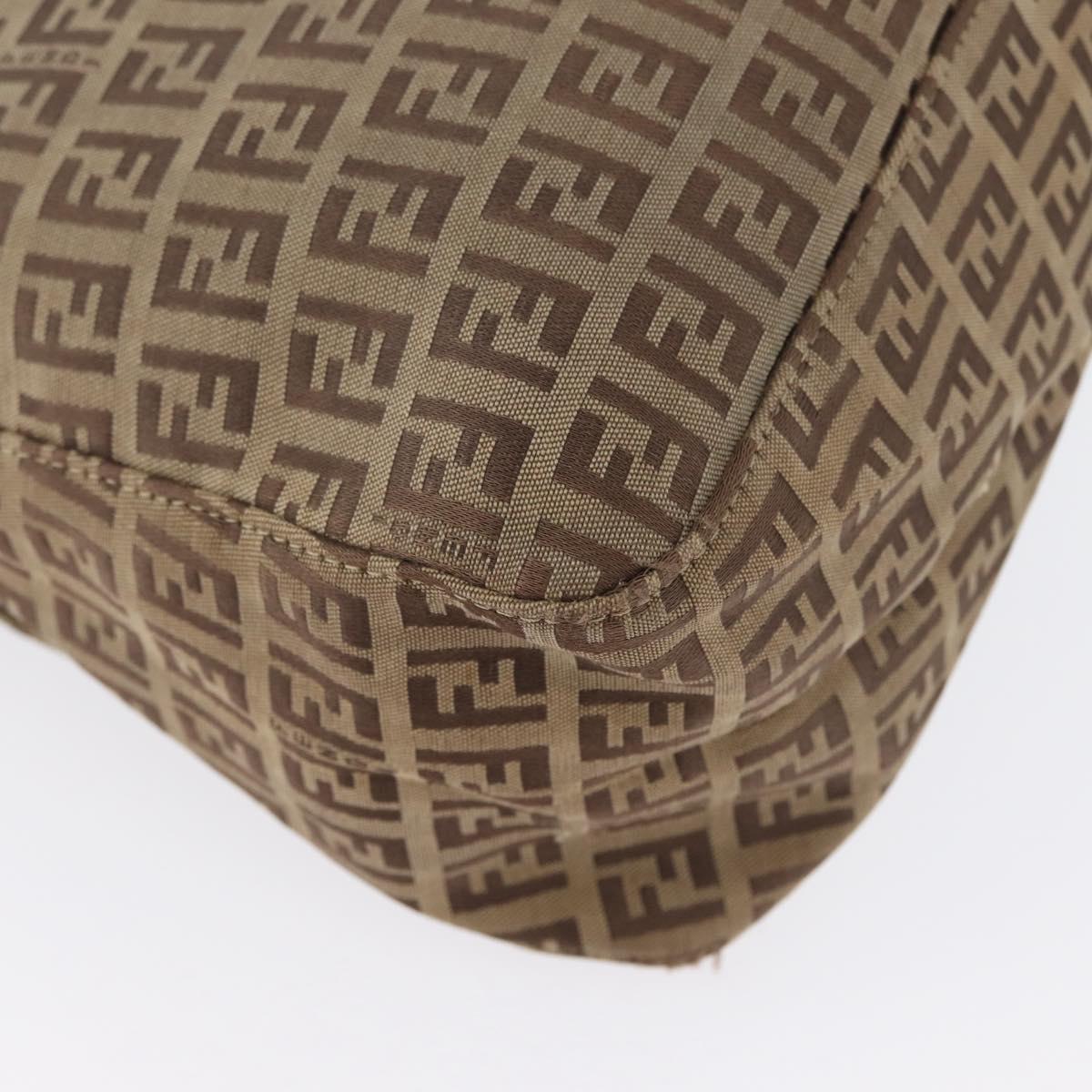 FENDI Zucchino Canvas Mamma Baguette Shoulder Bag Brown Auth fm5095