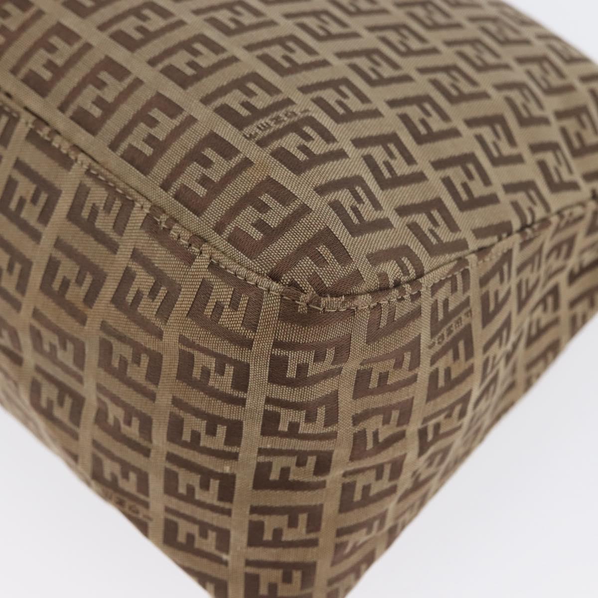 FENDI Zucchino Canvas Mamma Baguette Shoulder Bag Brown Auth fm5095