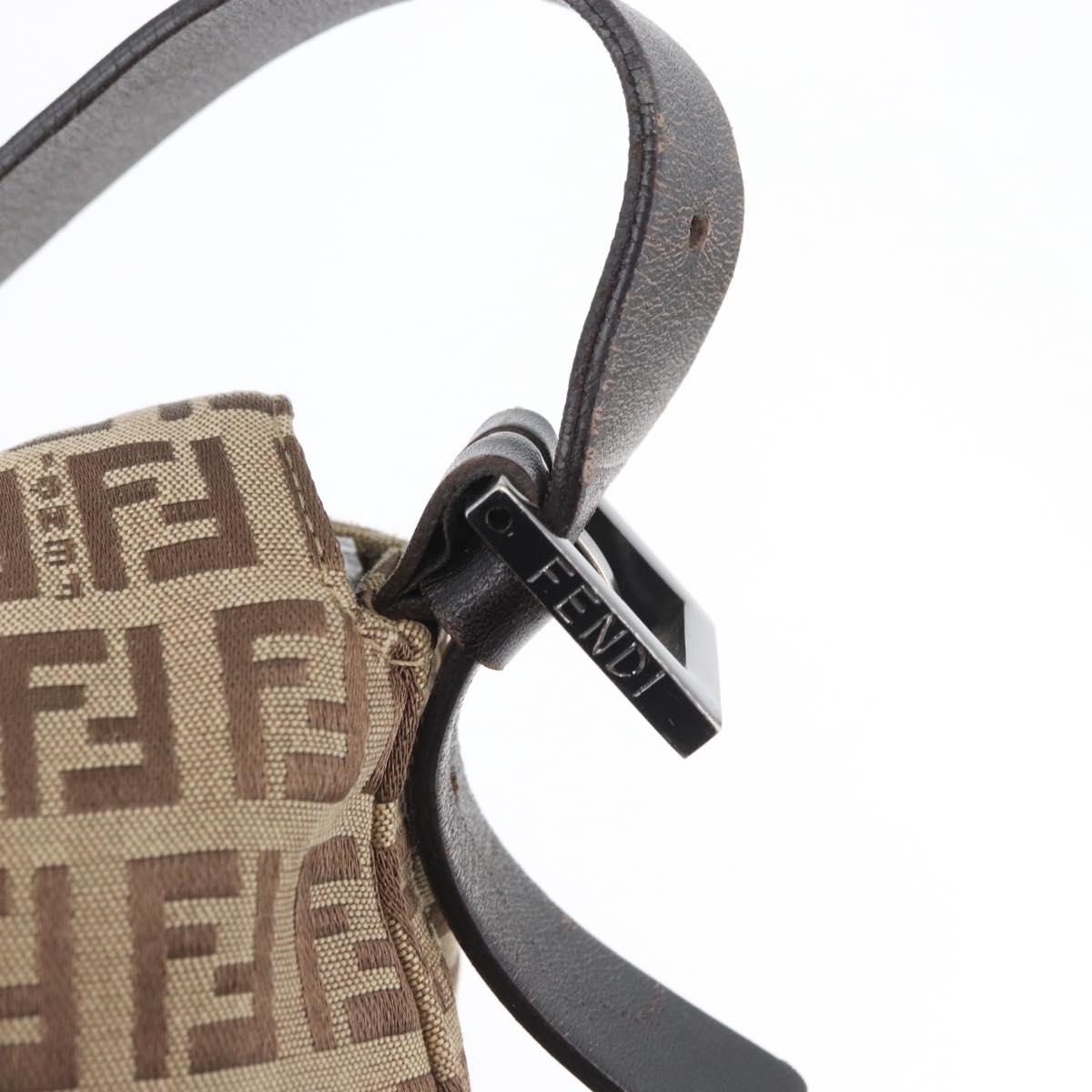 FENDI Zucchino Canvas Mamma Baguette Shoulder Bag Brown Auth fm5095