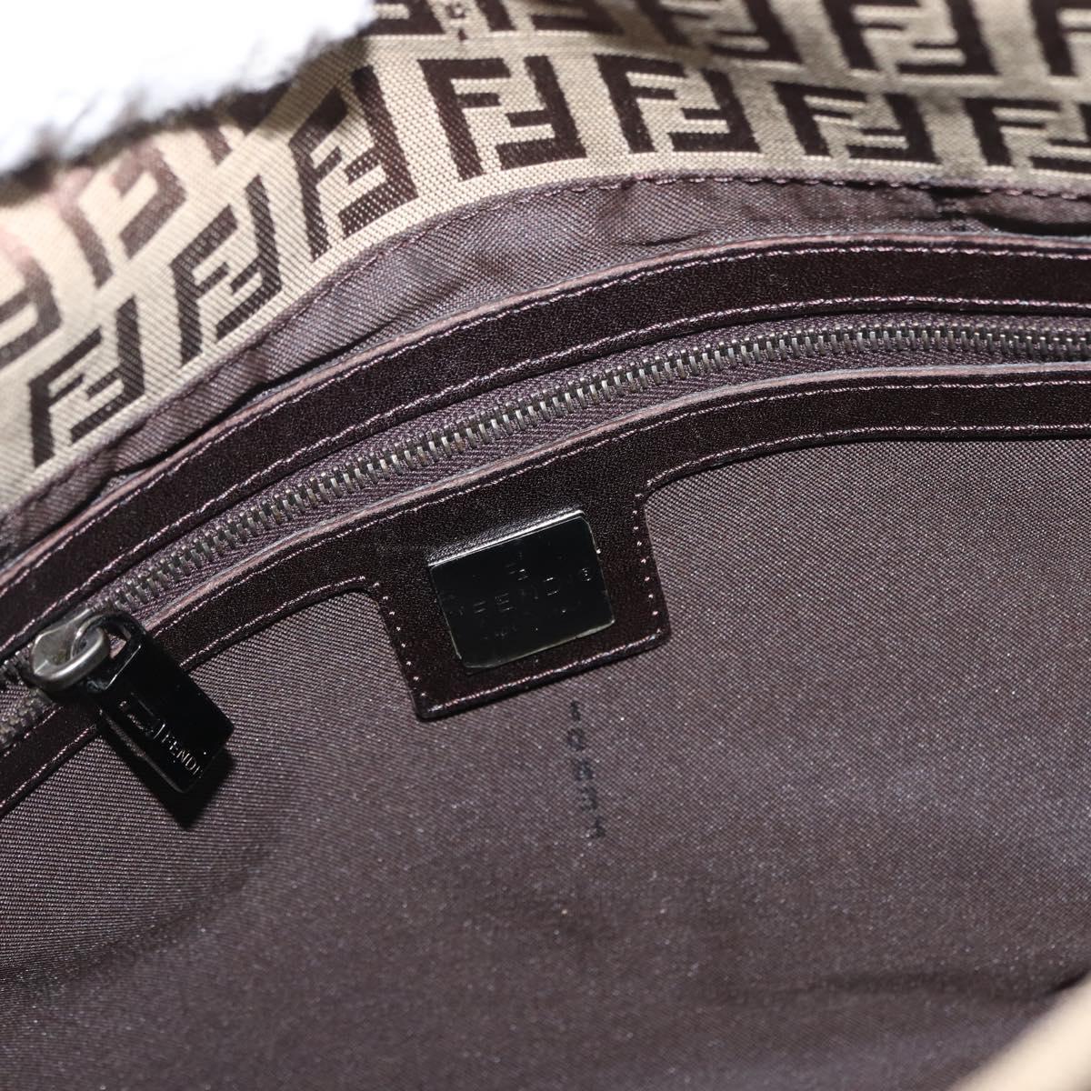 FENDI Zucchino Canvas Mamma Baguette Shoulder Bag Brown Auth fm5095