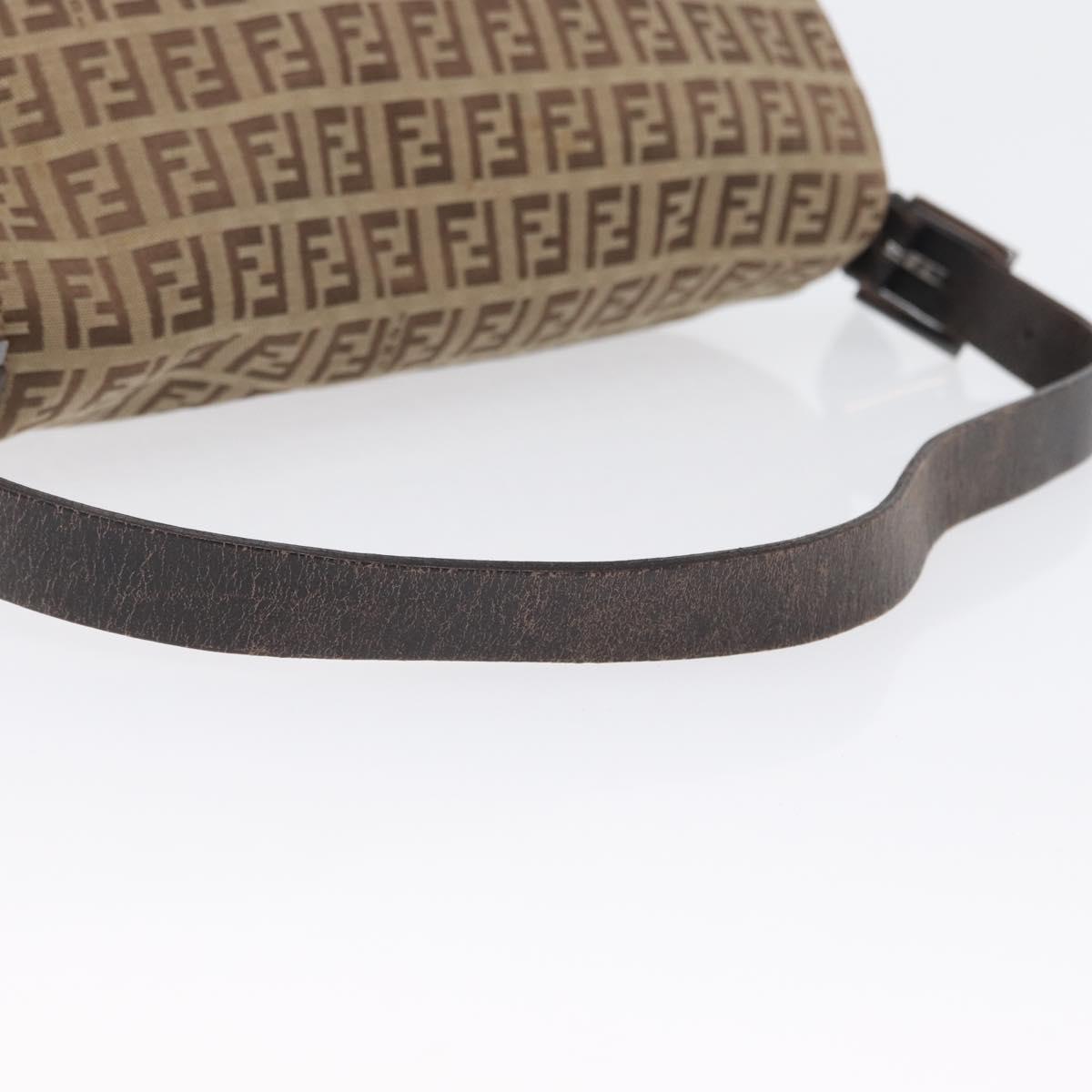 FENDI Zucchino Canvas Mamma Baguette Shoulder Bag Brown Auth fm5095