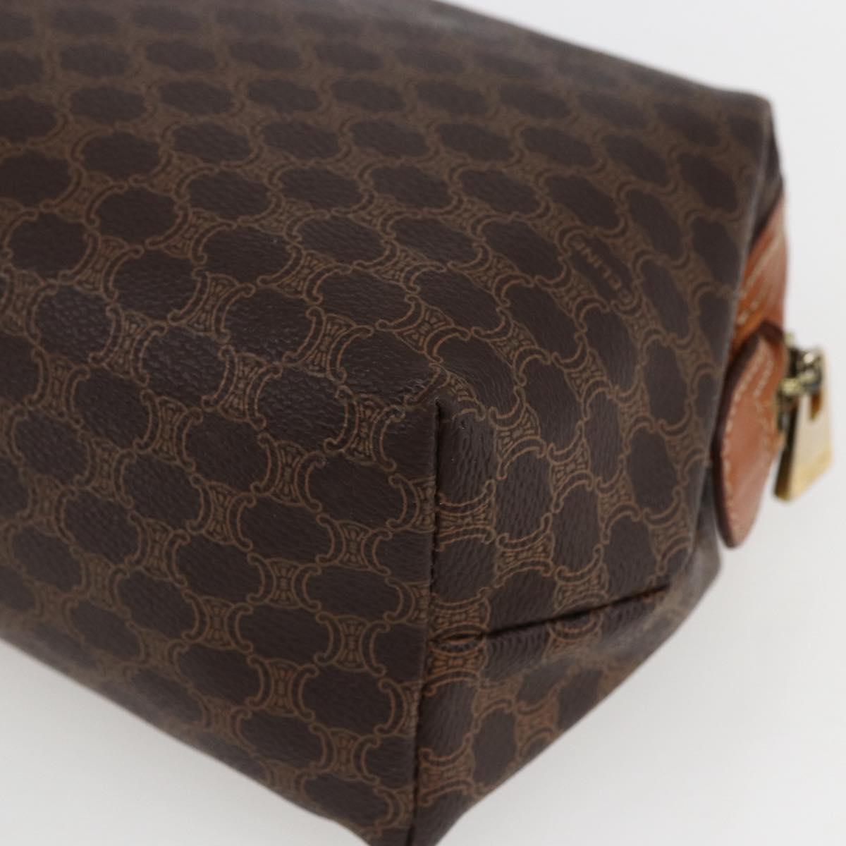 CELINE Macadam Canvas Pouch PVC Leather Brown Gold Auth fm5108