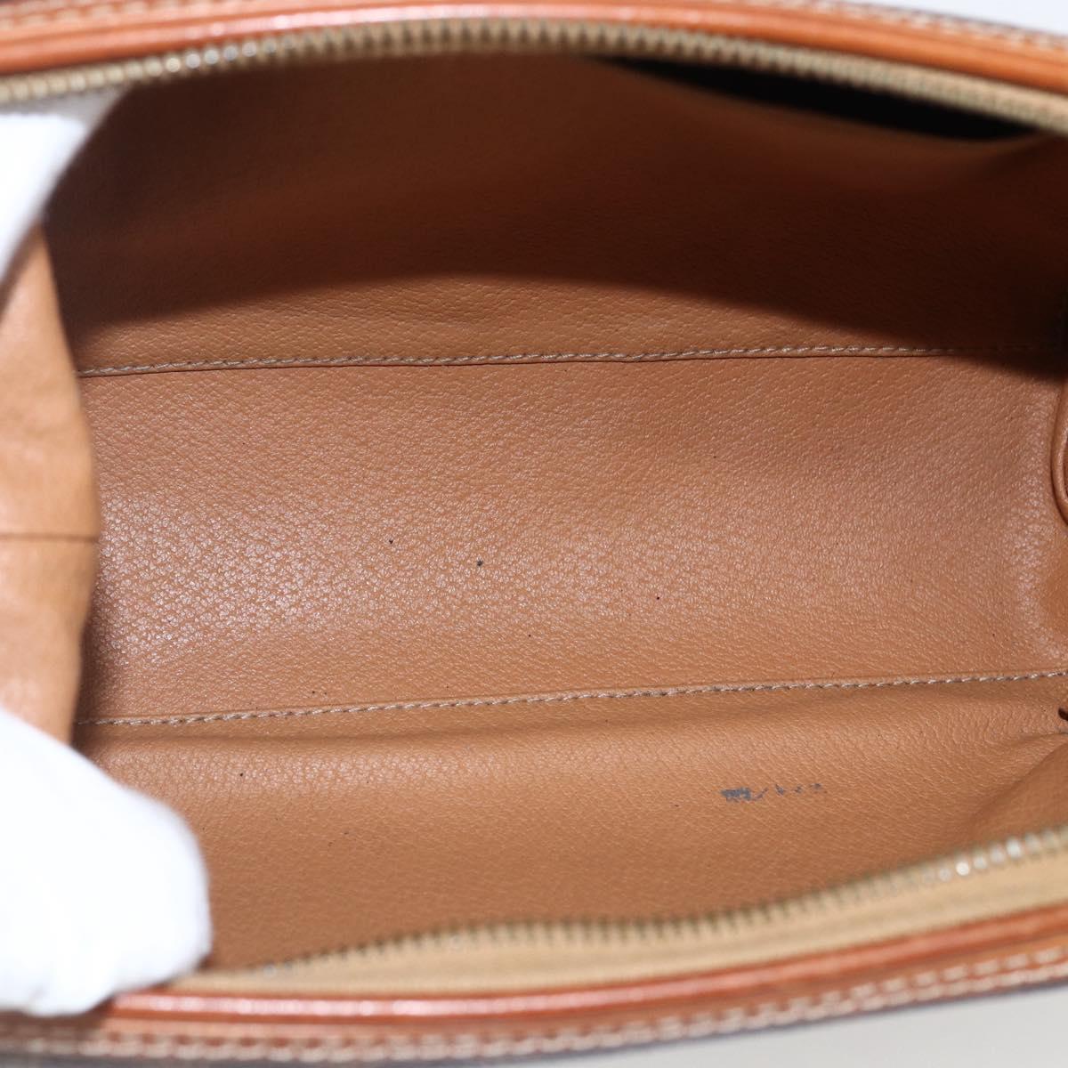 CELINE Macadam Canvas Pouch PVC Leather Brown Gold Auth fm5108