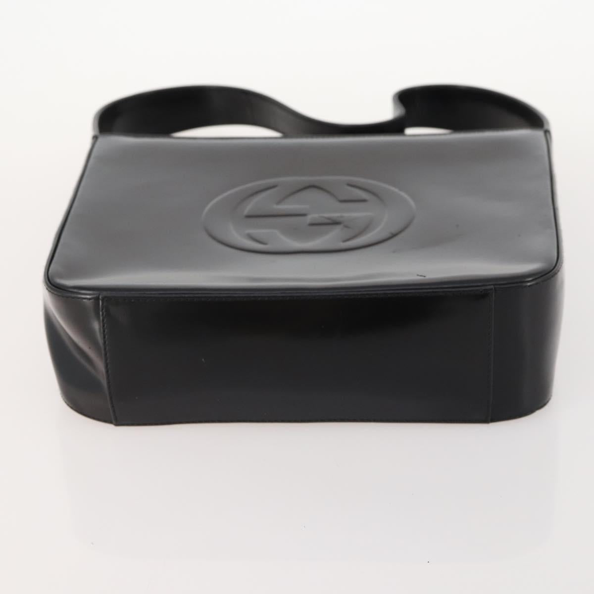 GUCCI Interlocking Bag Patent leather Black Silver 000 2023 0506 Auth fm5110