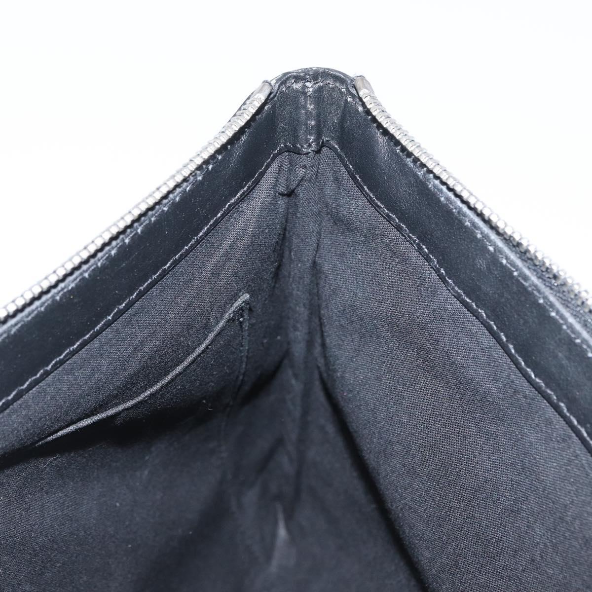 BALENCIAGA Navy clip M Clutch Bag Canvas Leather Beige Black 373834 Auth fm5111