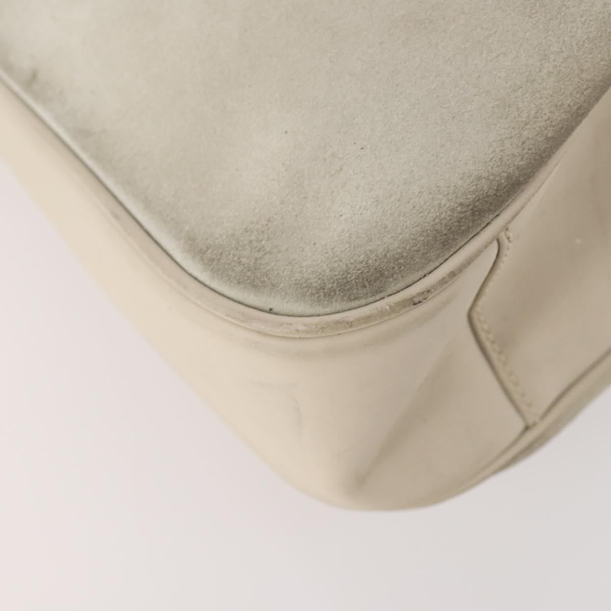 GUCCI Bamboo Shoulder Bag Suede Ivory Gold 001 2113 Auth fm5113