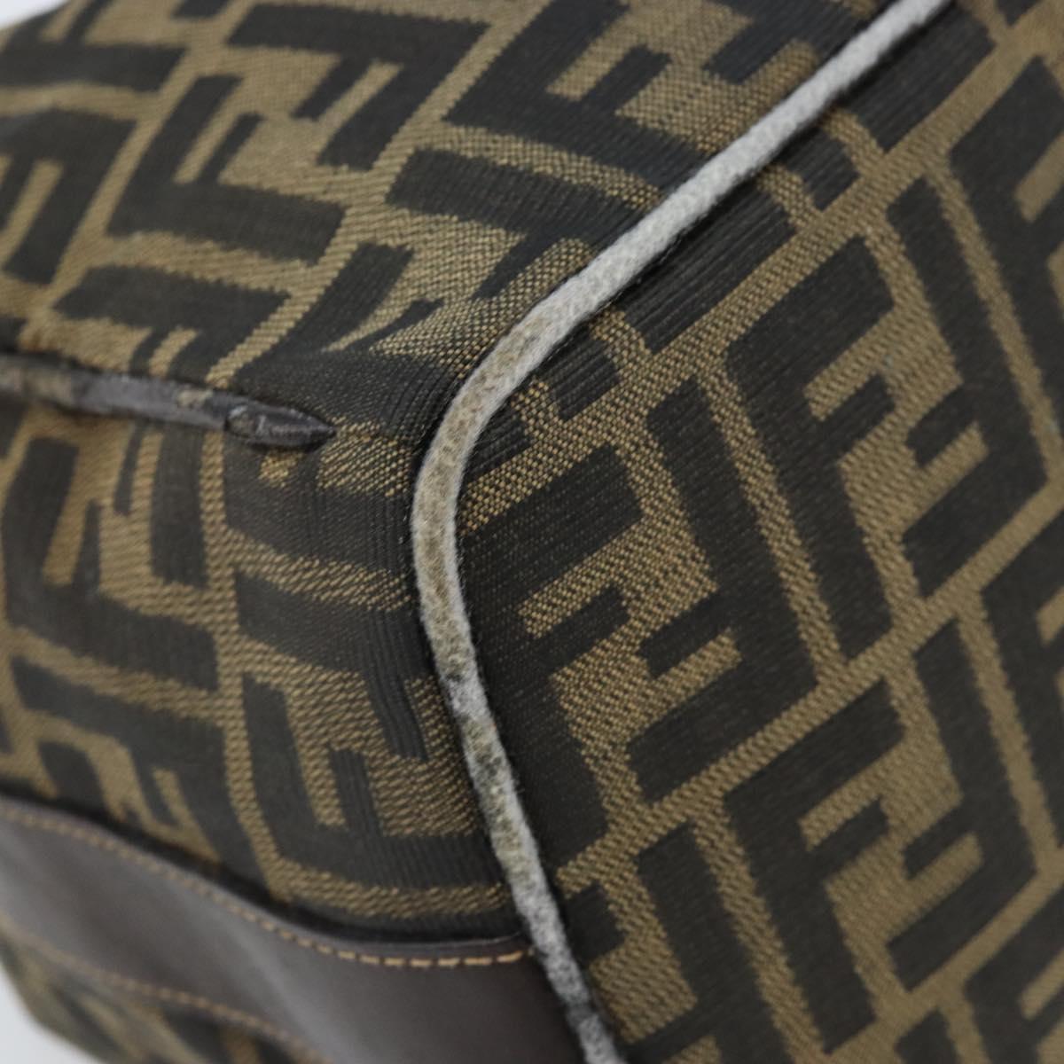 FENDI Zucca Canvas Vanity Hand Bag Black Brown gold Auth fm5114