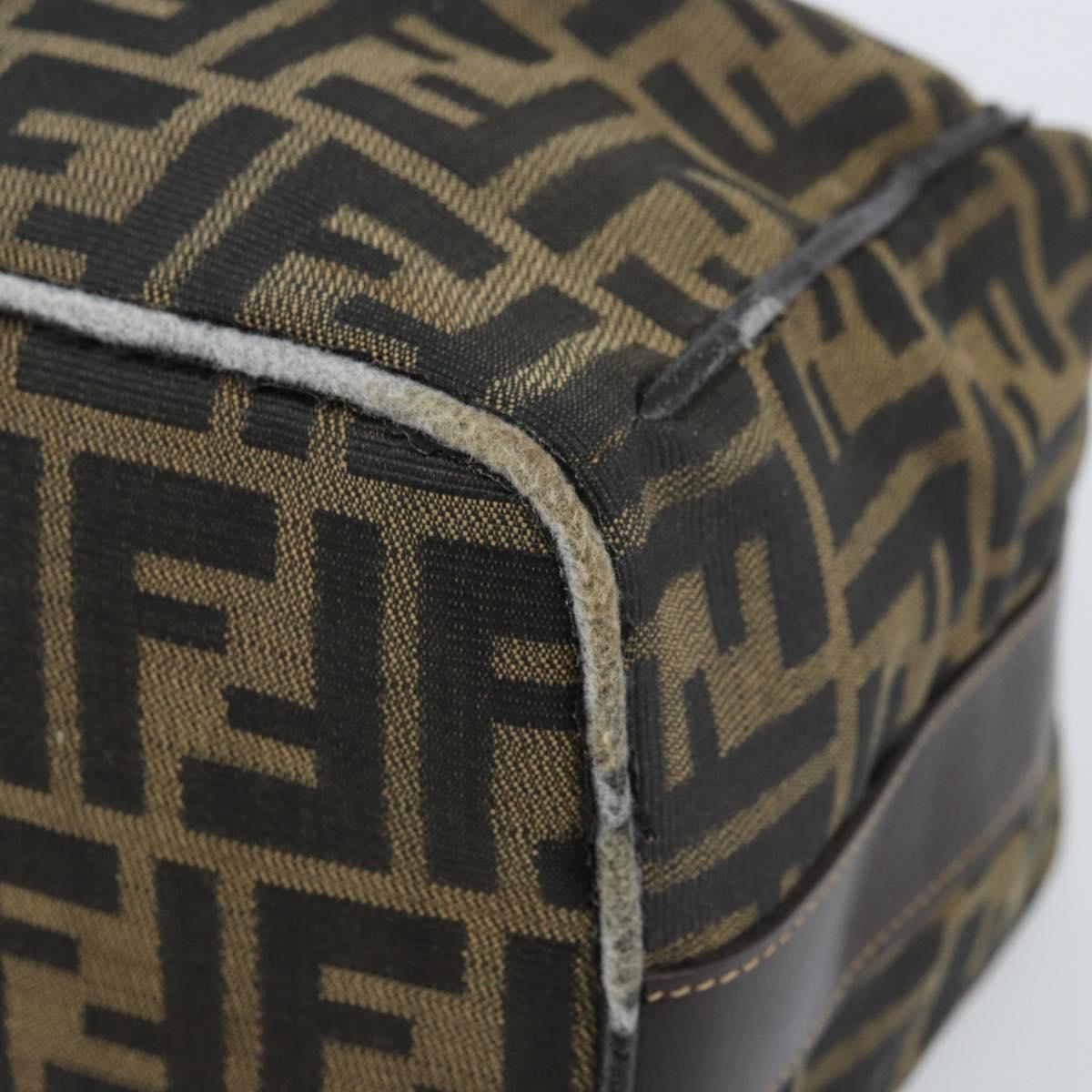 FENDI Zucca Canvas Vanity Hand Bag Black Brown gold Auth fm5114