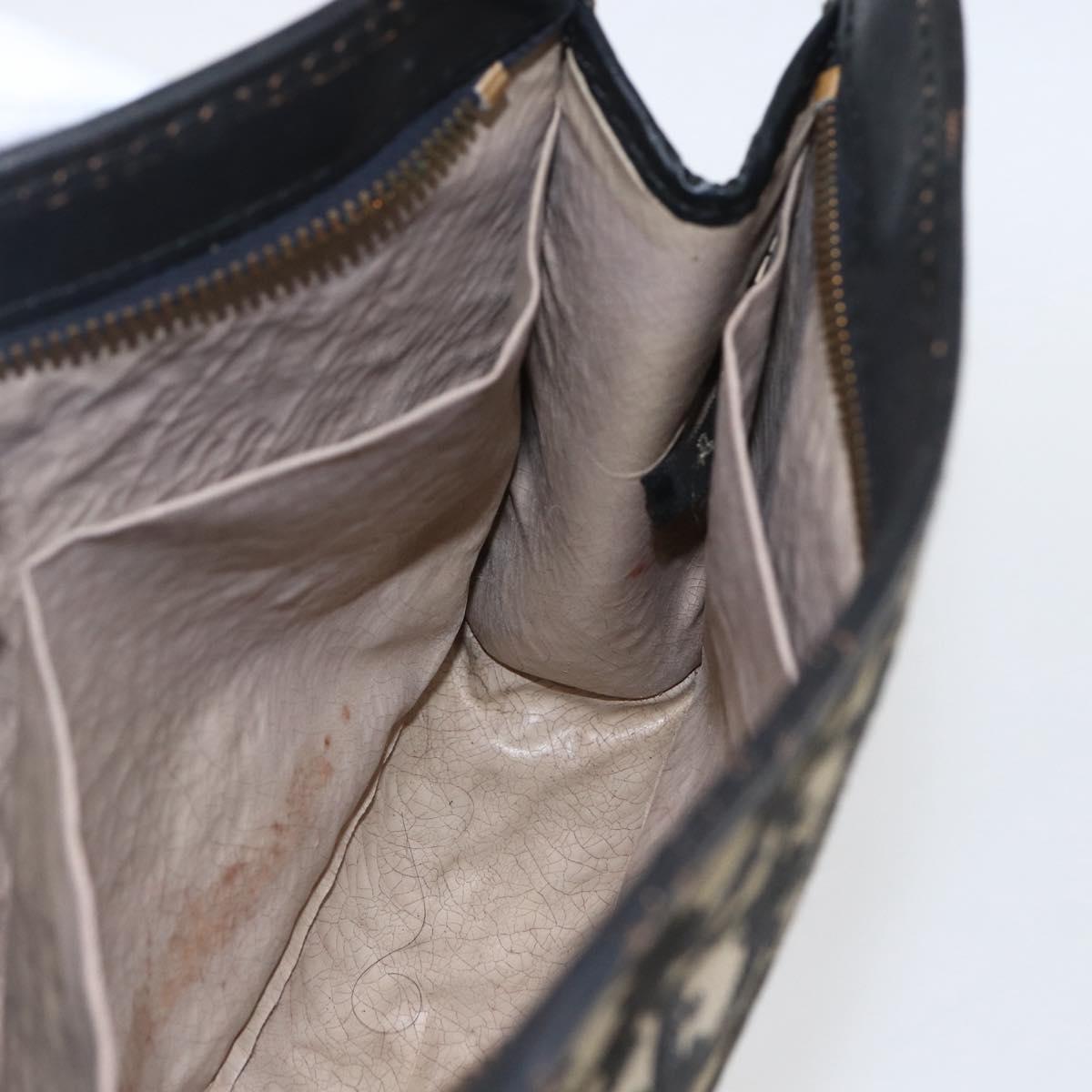 Christian Dior Trotter Canvas Clutch Bag Navy Silver Auth fm5119