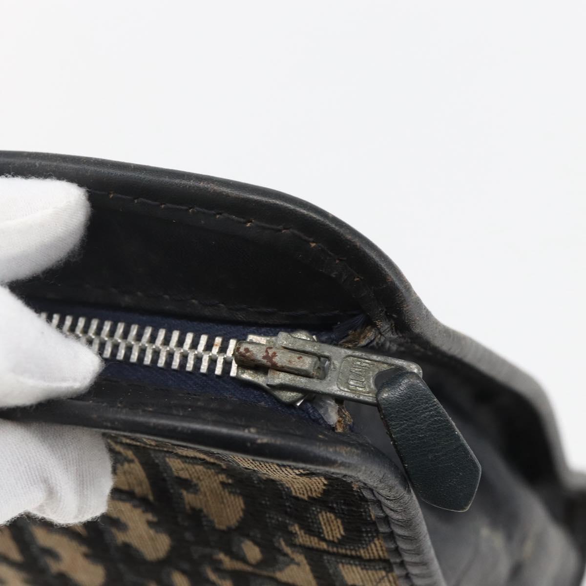 Christian Dior Trotter Canvas Clutch Bag Navy Silver Auth fm5120