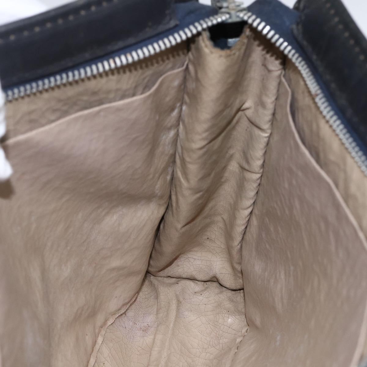 Christian Dior Trotter Canvas Clutch Bag Navy Silver Auth fm5120