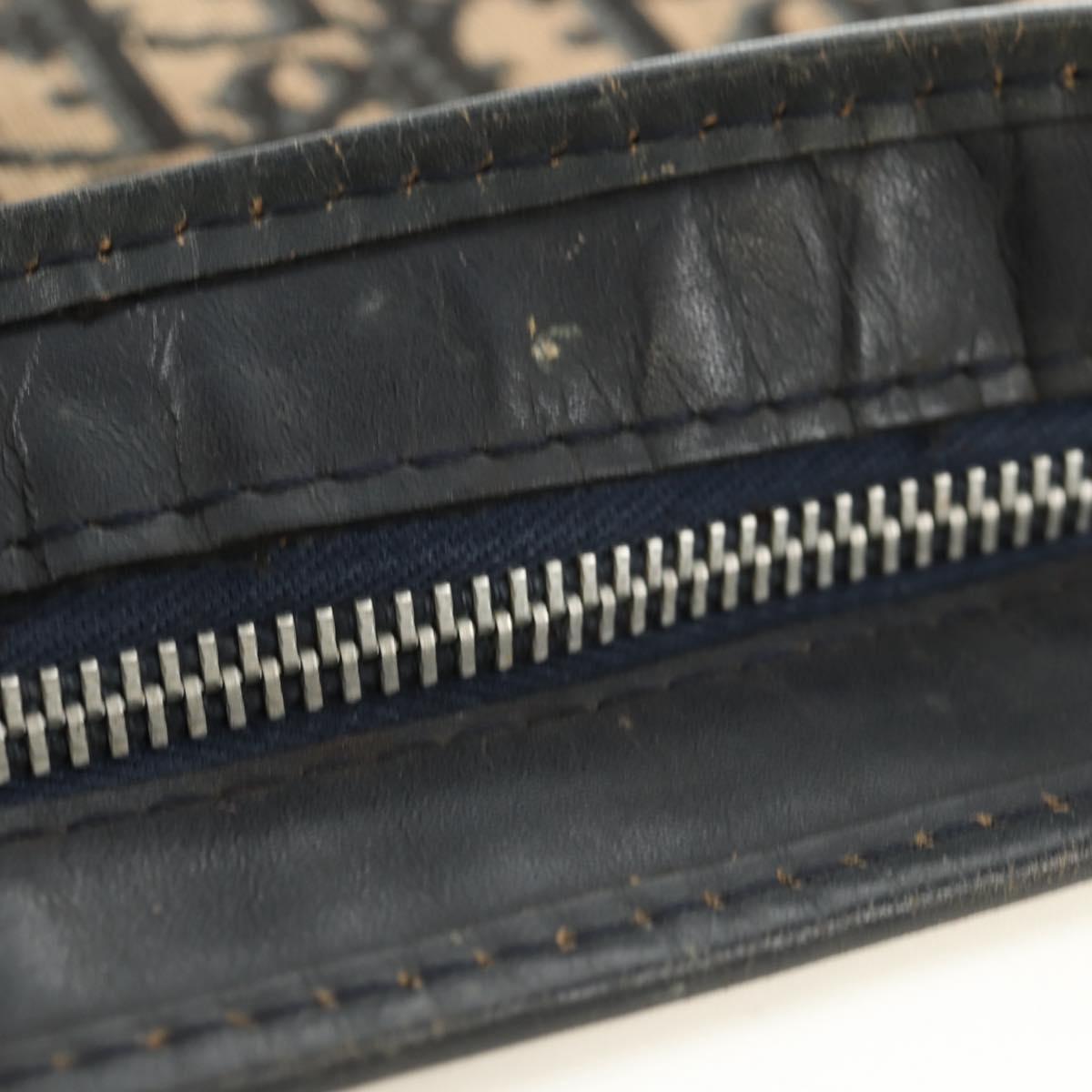 Christian Dior Trotter Canvas Clutch Bag Navy Silver Auth fm5120