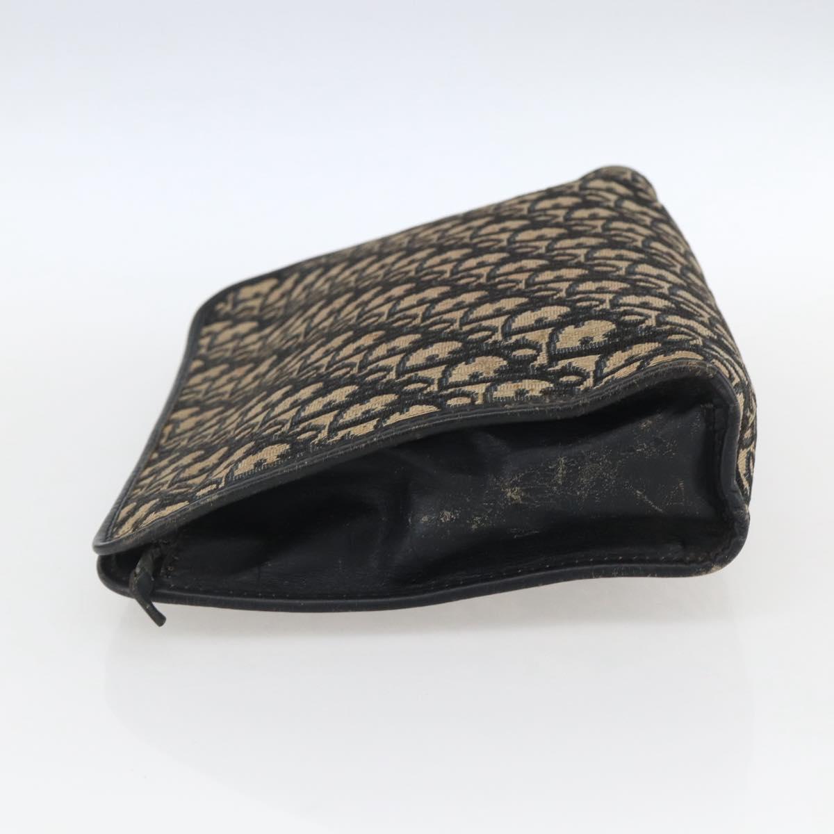 Christian Dior Trotter Canvas Clutch Bag Navy Silver Auth fm5120
