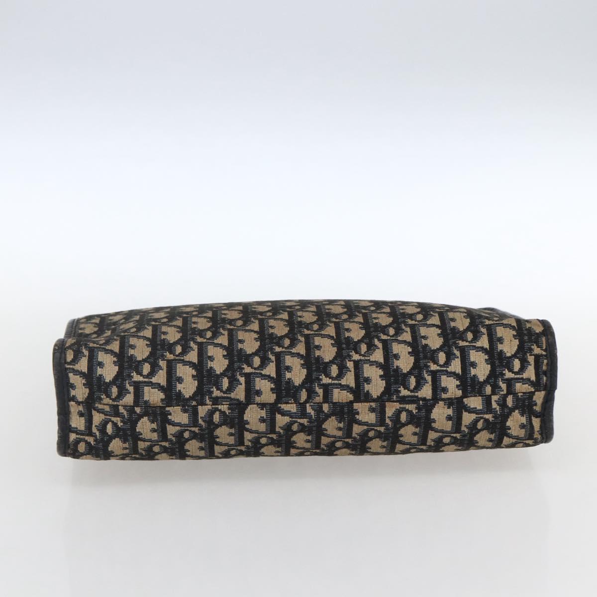 Christian Dior Trotter Canvas Clutch Bag Navy Silver Auth fm5120