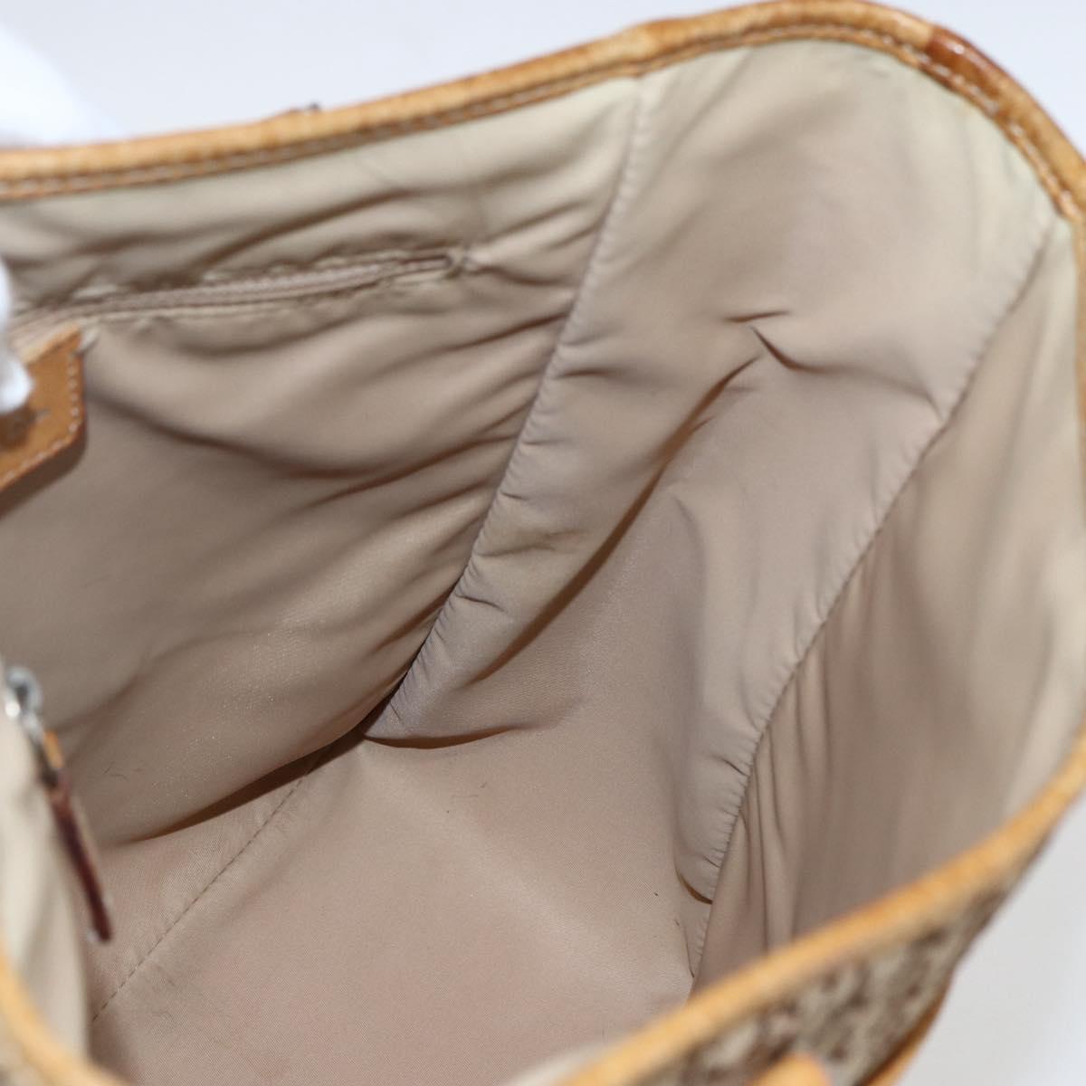 Christian Dior Trotter Canvas Tote Bag Beige Silver Auth fm5121