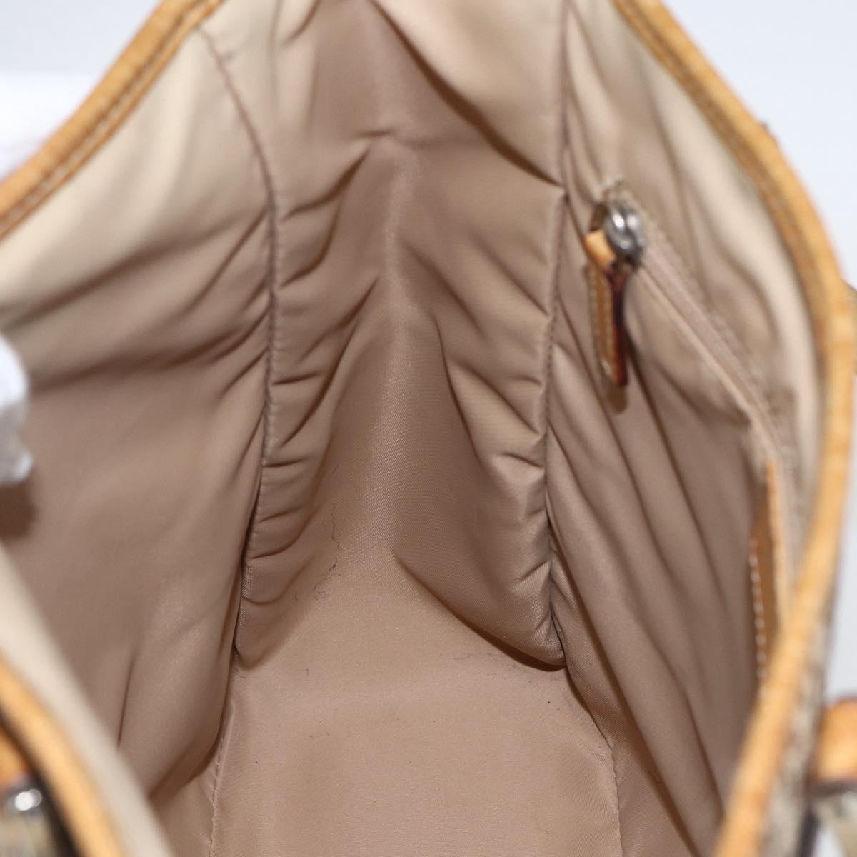 Christian Dior Trotter Canvas Tote Bag Beige Silver Auth fm5121