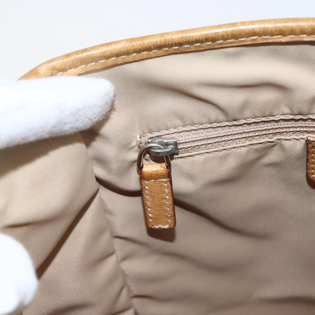 Christian Dior Trotter Canvas Tote Bag Beige Silver Auth fm5121