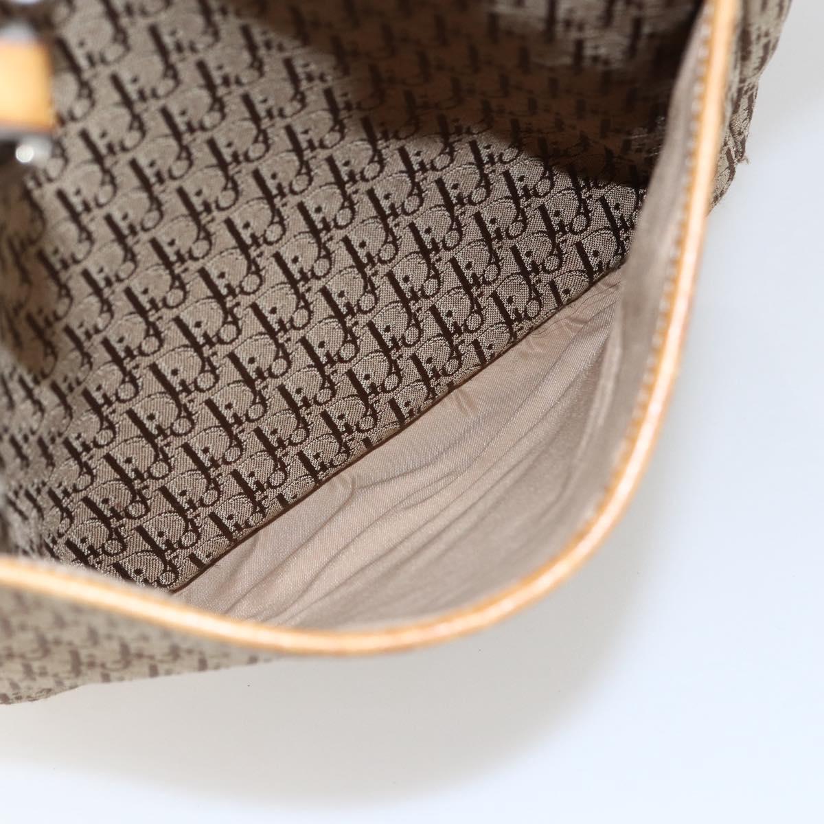 Christian Dior Trotter Canvas Tote Bag Beige Silver Auth fm5121