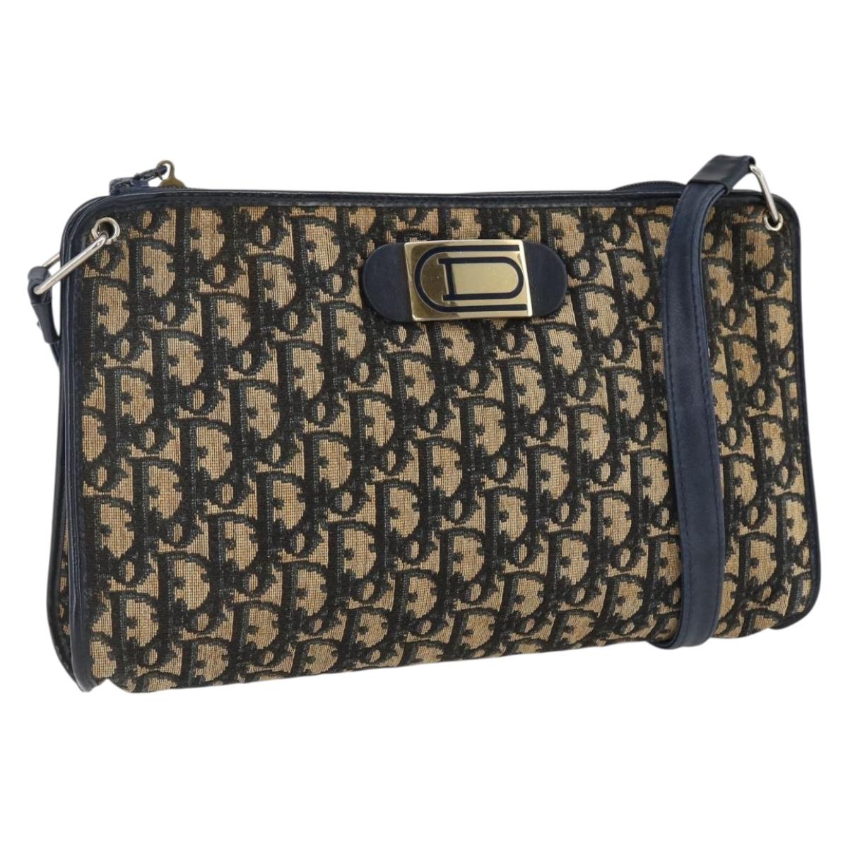 Christian Dior Trotter Canvas Oblique Rabbit Mini Roller Bag Navy Auth fm5123
