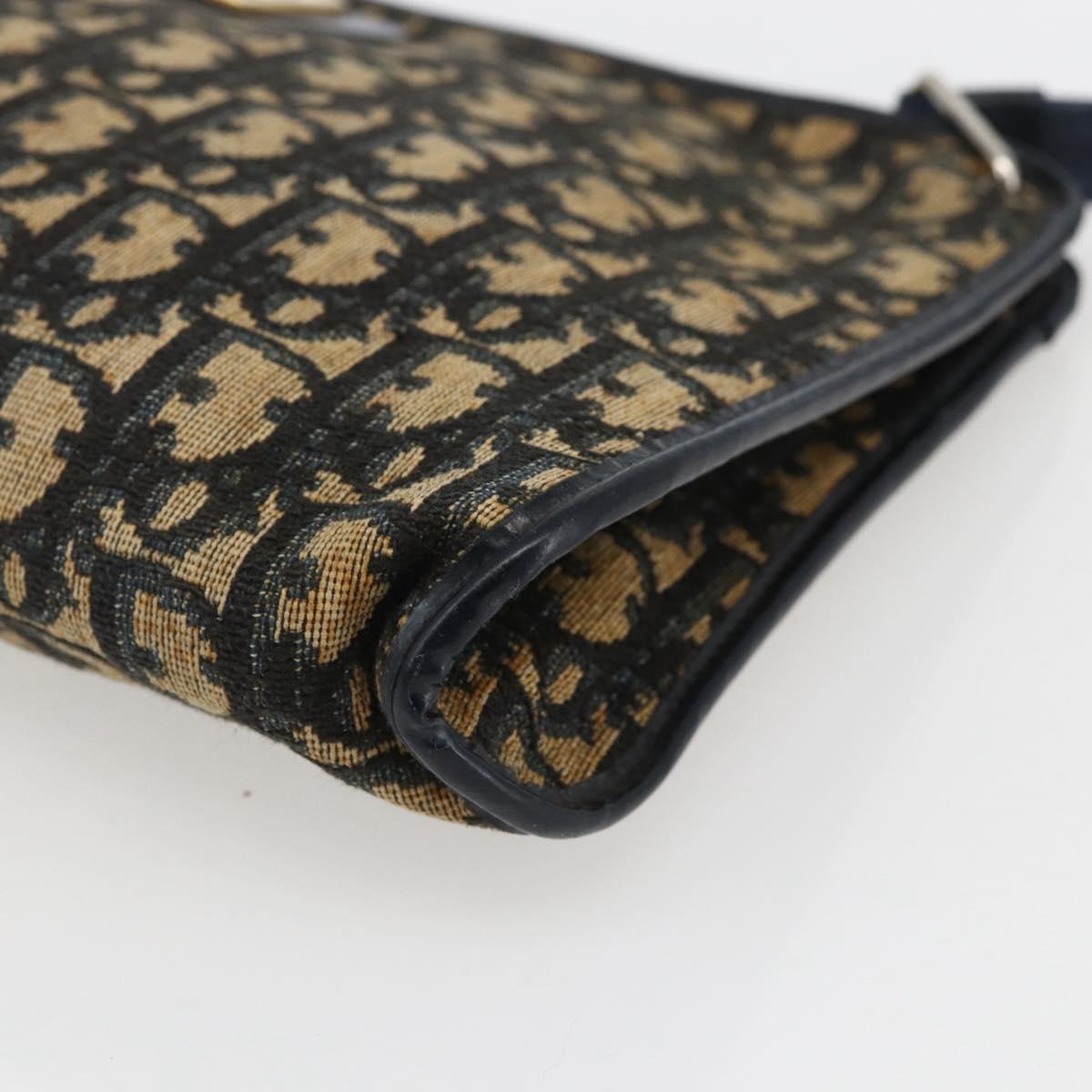 Christian Dior Trotter Canvas Oblique Rabbit Mini Roller Bag Navy Auth fm5123