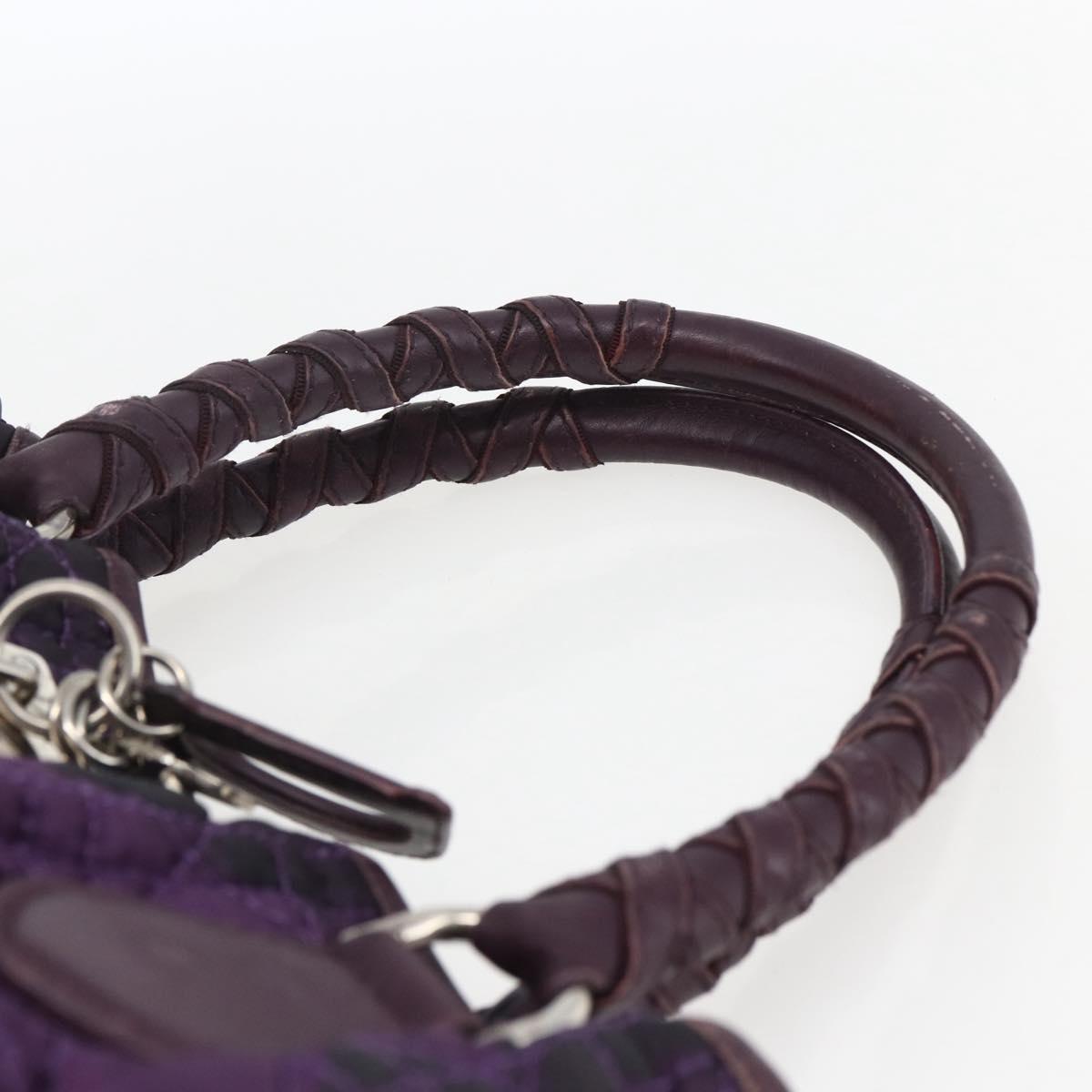 Christian Dior Canage Hand Bag Nylon Purple Silver Auth fm5125