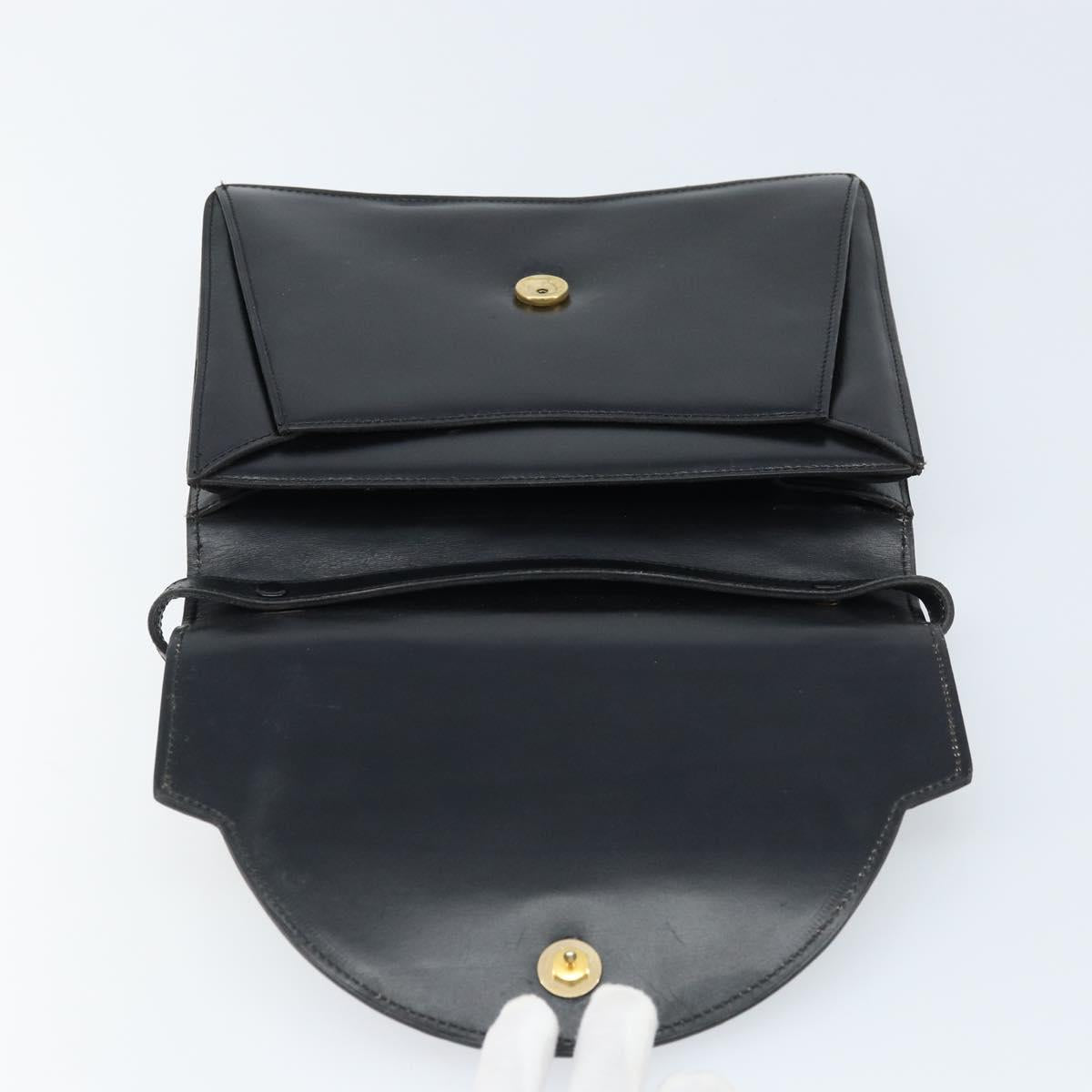 Christian Dior Shoulder Bag Leather Black Gold Auth fm5126