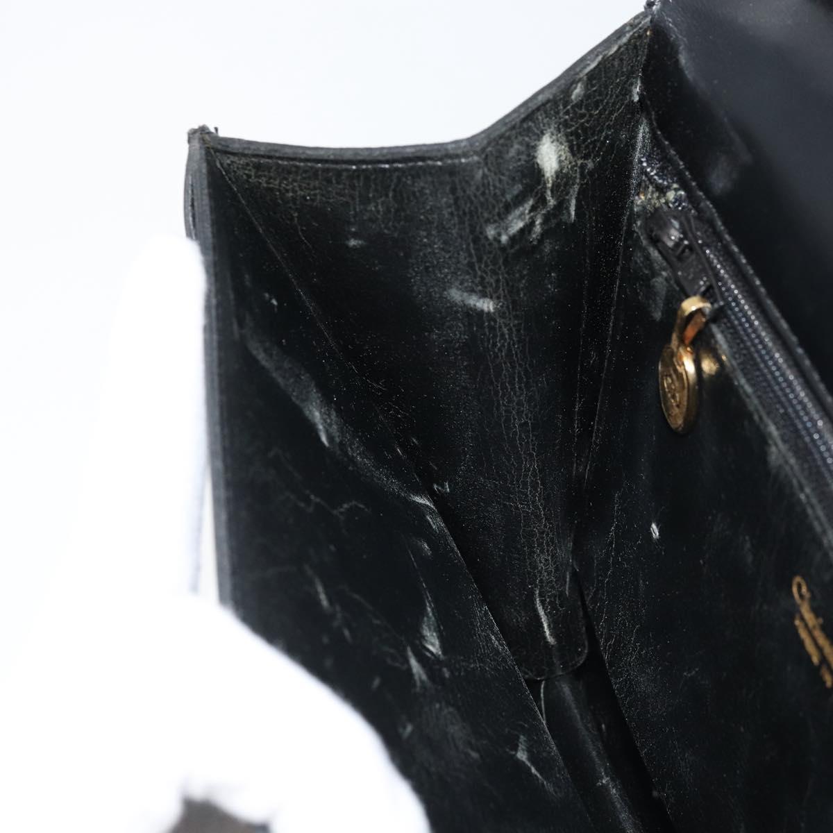 Christian Dior Shoulder Bag Leather Black Gold Auth fm5126