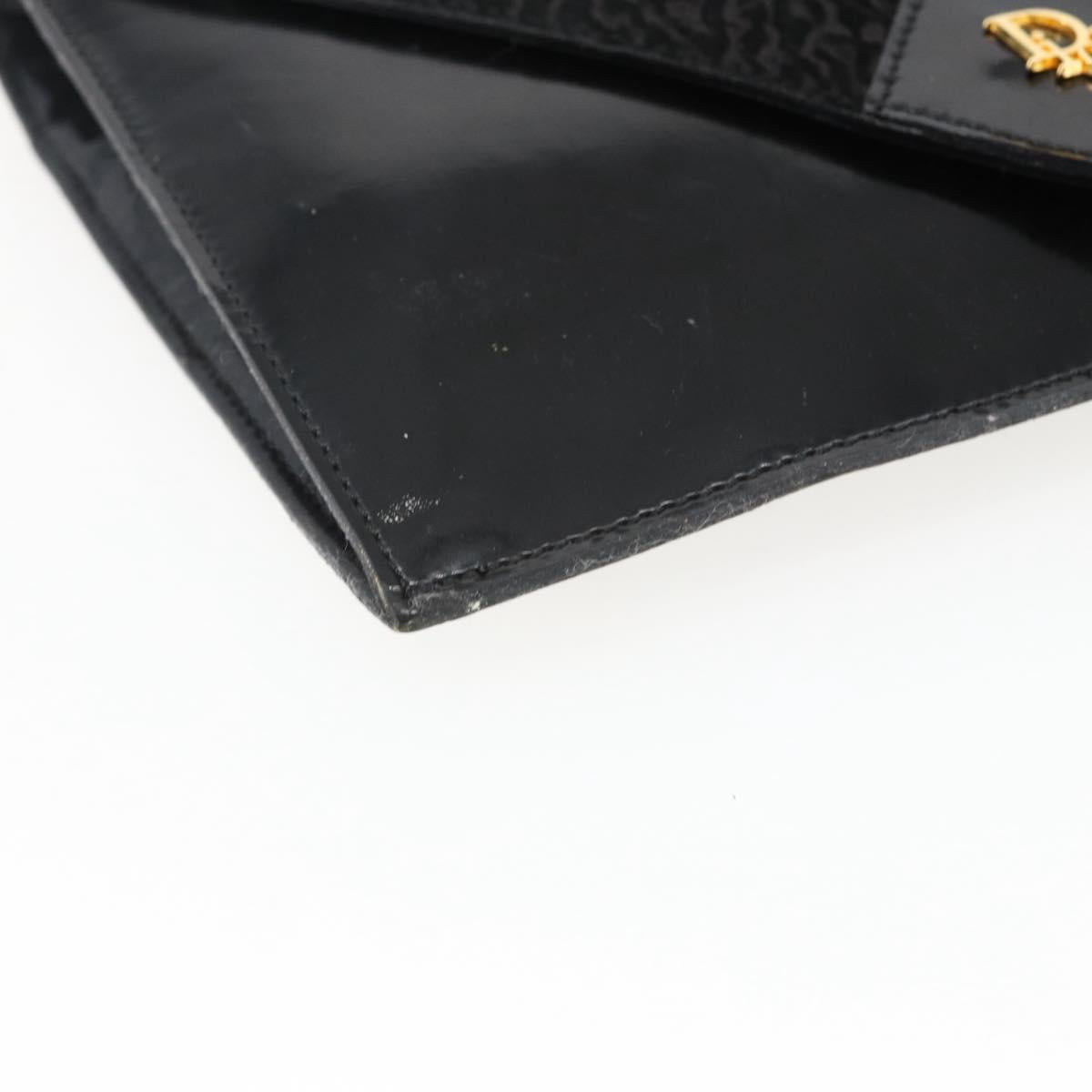 Christian Dior Shoulder Bag Leather Black Gold Auth fm5127
