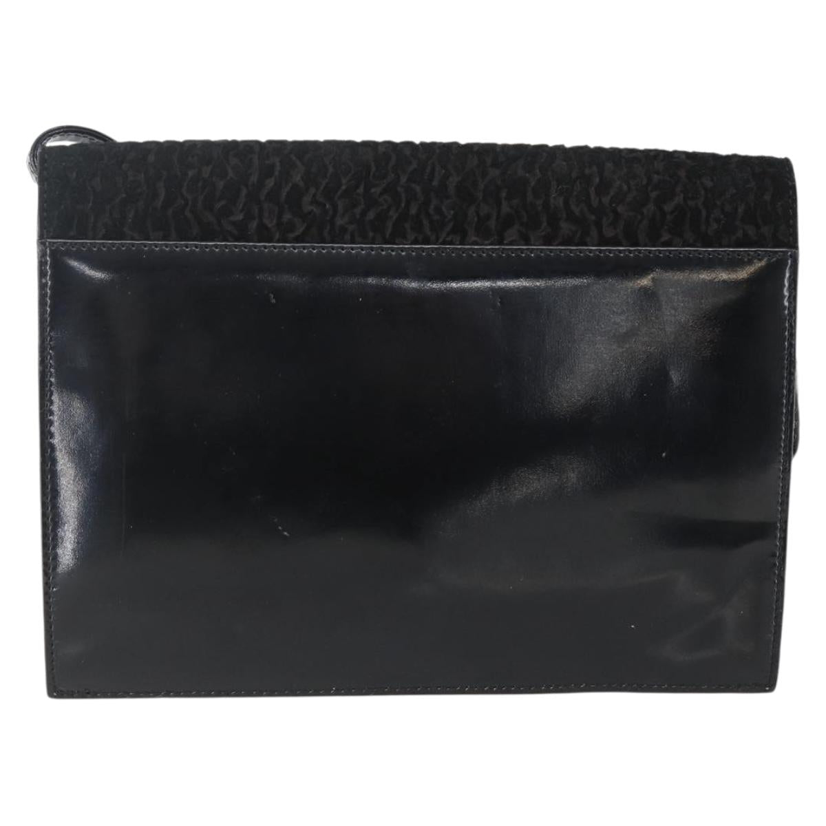 Christian Dior Shoulder Bag Leather Black Gold Auth fm5127