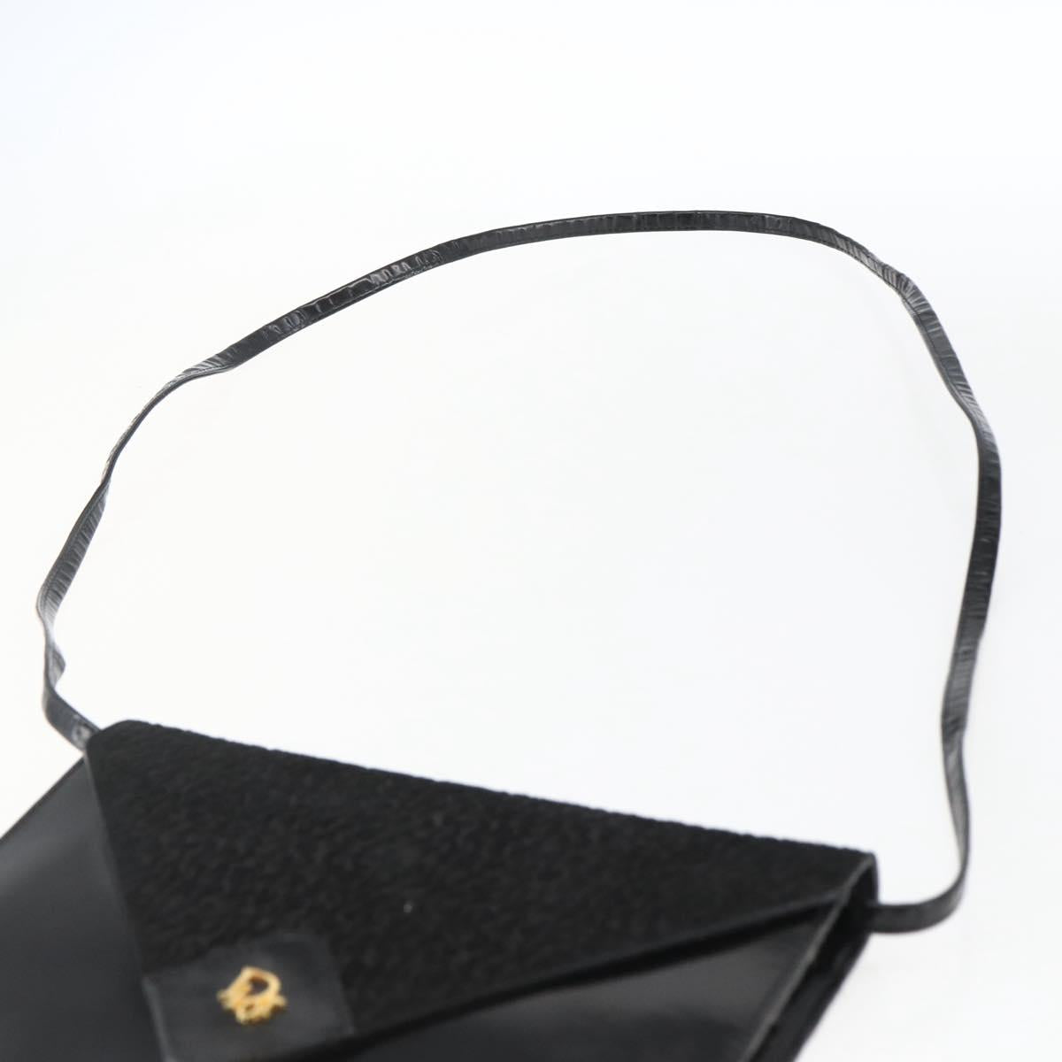 Christian Dior Shoulder Bag Leather Black Gold Auth fm5127