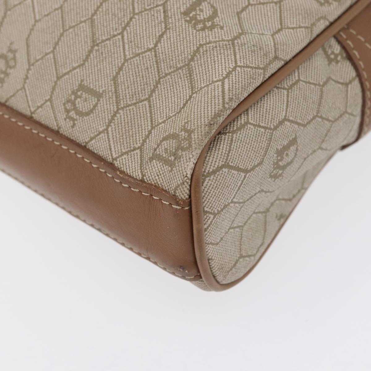 Christian Dior Honeycomb Canvas Clutch Bag PVC Beige Gold Auth fm5130