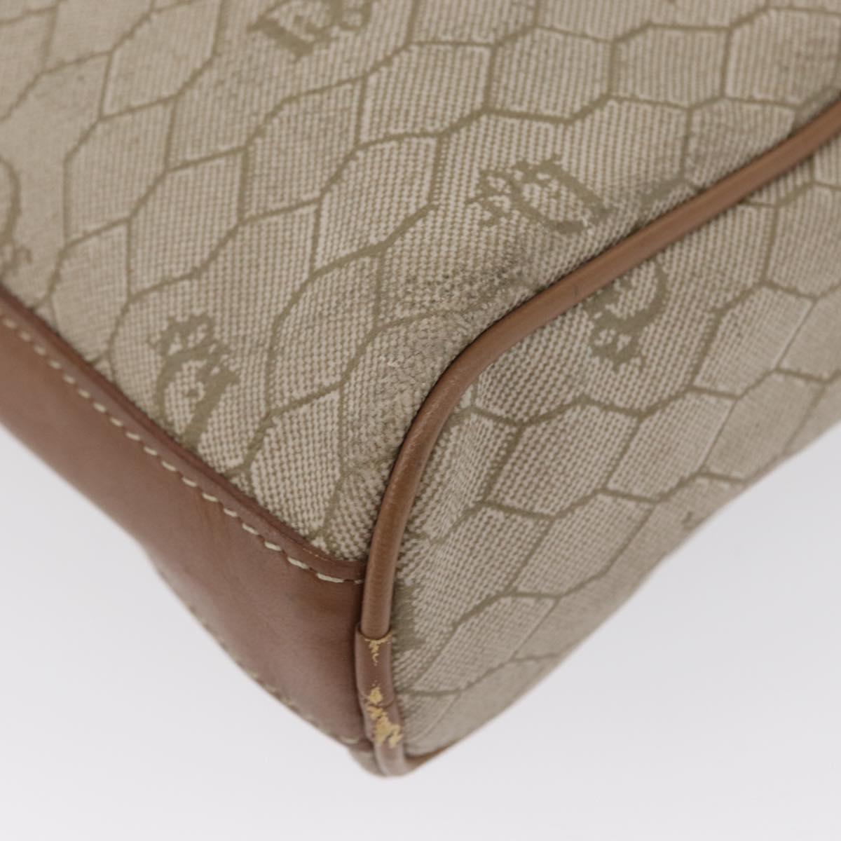 Christian Dior Honeycomb Canvas Clutch Bag PVC Beige Gold Auth fm5130
